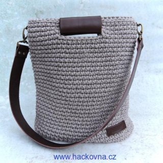 Návod č. 1 - BALÍČEK - Velká háčkovaná kabelka s magnetickým zapínáním, kožené úchyty (KŮŽE ČOKOLÁDOVÉ BARVY)